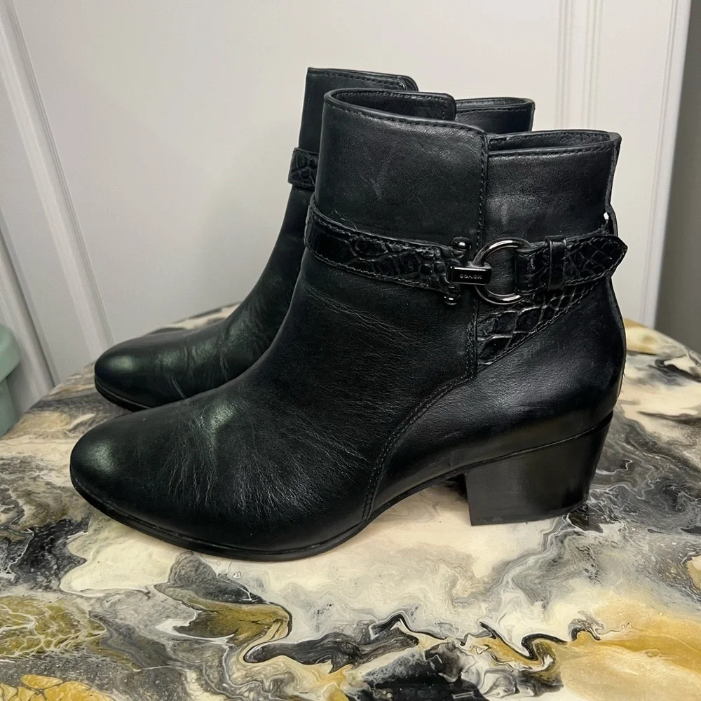 Coach Paulina Leather Boot Snakeskin Embossed